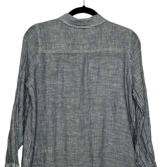 Lucky Brand Linen Blend Striped Tunic Top w/Collar Sz M - Picture 5 of 13